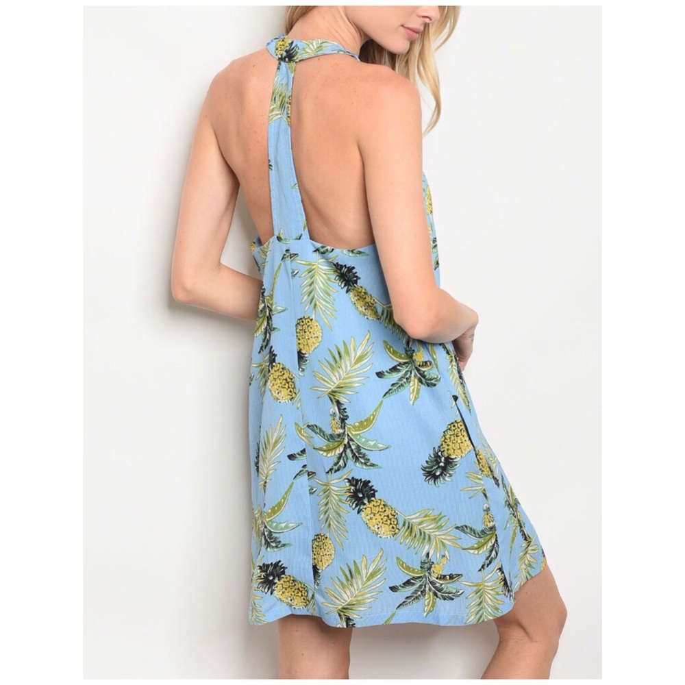 ☀️LAST2️⃣//PINEAPPLE & PALM LEAVES TROPICAL DRESS - Picture 3 of 13